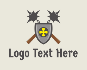 Medieval Shield Flail  logo design