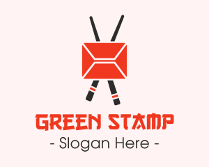 Mail Envelope Chopstick logo design