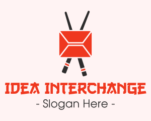 Mail Envelope Chopstick logo design