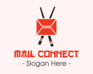 Mail Envelope Chopstick logo design