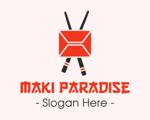 Mail Envelope Chopstick logo design