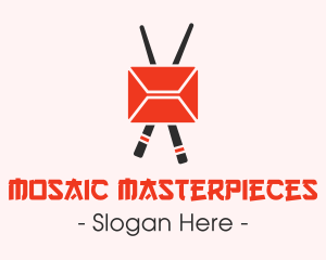 Mail Envelope Chopstick logo design