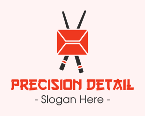 Mail Envelope Chopstick logo design