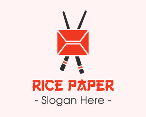 Mail Envelope Chopstick logo design