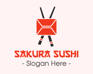 Mail Envelope Chopstick logo design