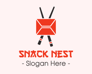 Mail Envelope Chopstick logo design