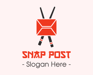 Mail Envelope Chopstick logo design