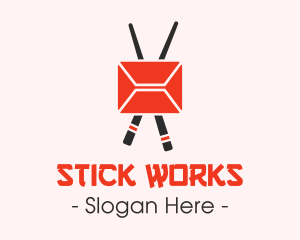 Mail Envelope Chopstick logo design