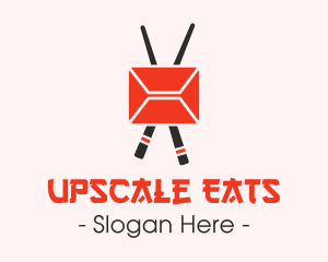 Mail Envelope Chopstick logo design