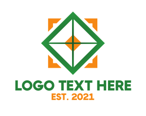 Orange Green Box Crosshair logo design
