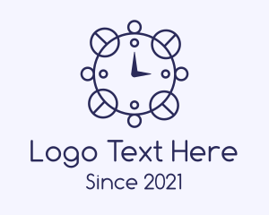 Blue Line Art Clock  logo design