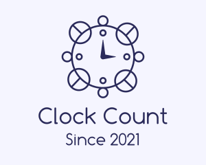 Blue Line Art Clock  logo design