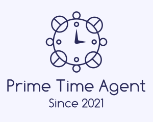 Blue Line Art Clock  logo design