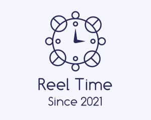 Blue Line Art Clock  logo design