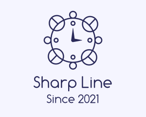 Blue Line Art Clock  logo design