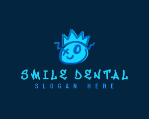 Crown Smiley Graffiti logo design