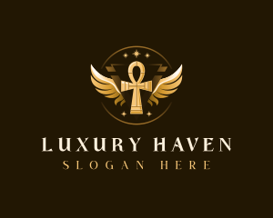 Luxury Ankh Wings logo design