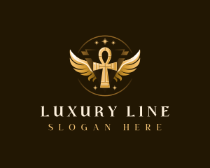 Luxury Ankh Wings logo design