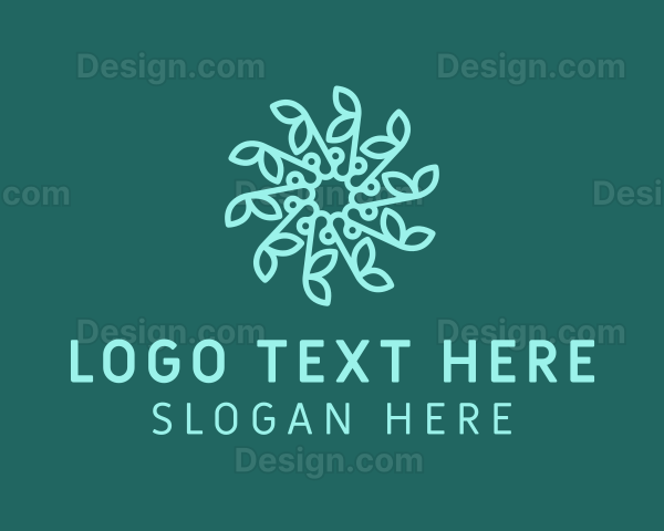 Blue Snowflake Flower Logo