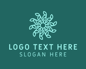 Blue Snowflake Flower logo design