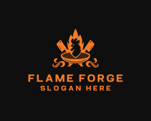 Chicken Flame BBQ logo design