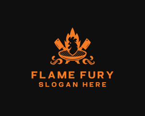 Chicken Flame BBQ logo design