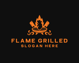 Chicken Flame BBQ logo design