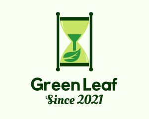 Green Leaf Hourglass logo design