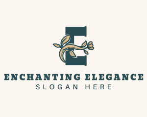 Elegant Floral Gardening Letter E logo design