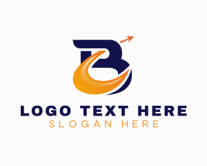 Logistics Arrow Moving Letter B logo design