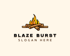 Wood Bonfire Camping logo design