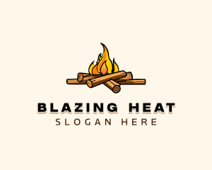 Wood Bonfire Camping logo design