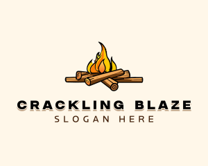 Wood Bonfire Camping logo design