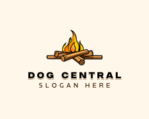 Wood Bonfire Camping logo design