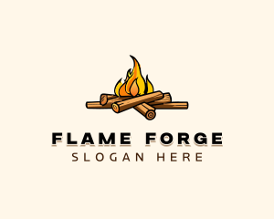 Wood Bonfire Camping logo design