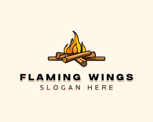 Wood Bonfire Camping logo design