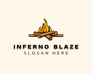 Wood Bonfire Camping logo design