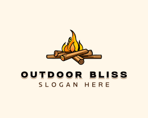 Wood Bonfire Camping logo design