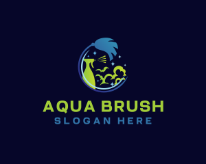 Mop Spray Cleaning logo design