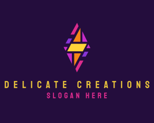 Electric Bolt Stained Glass logo design