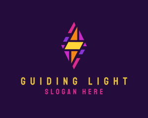 Electric Bolt Stained Glass logo design