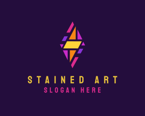 Electric Bolt Stained Glass logo design