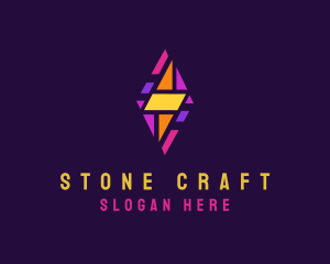 Electric Bolt Stained Glass logo design