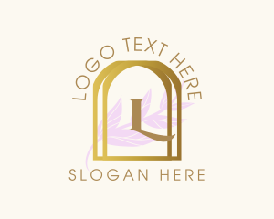 Golden Frame Leaves logo design