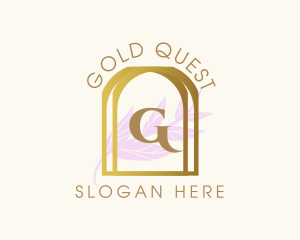 Golden Frame Leaves logo design