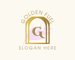 Golden Frame Leaves logo design