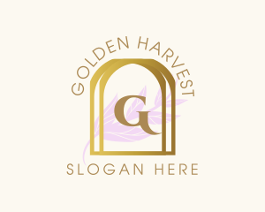 Golden Frame Leaves logo design