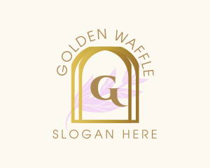 Golden Frame Leaves logo design