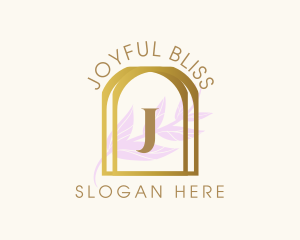 Golden Frame Leaves logo design