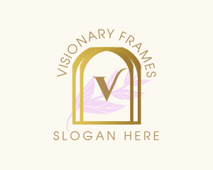 Golden Frame Leaves logo design